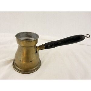 Vintage Brass Turkish Coffee Pot Cezve Ibrik Wood Handle Marked Base
